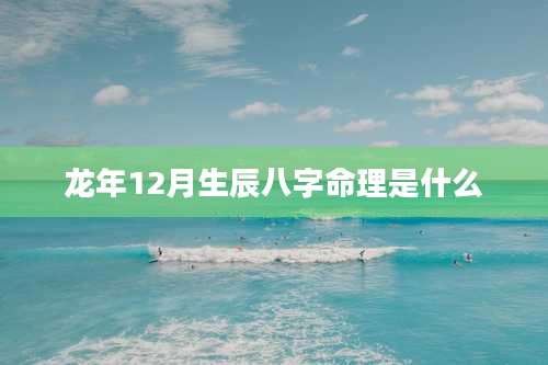 龙年12月生辰八字命理是什么