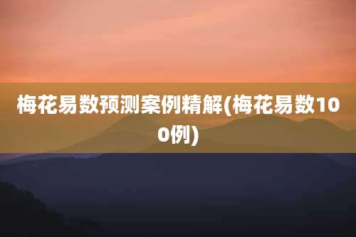 梅花易数预测案例精解(梅花易数100例)