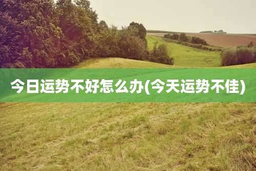 今日运势不好怎么办(今天运势不佳)