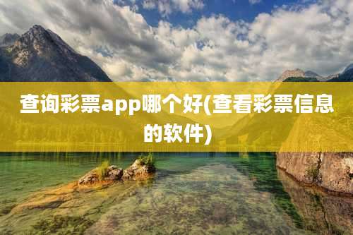 查询彩票app哪个好(查看彩票信息的软件)