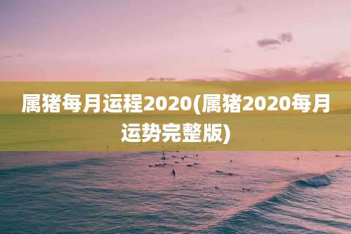 属猪每月运程2020(属猪2020每月运势完整版)