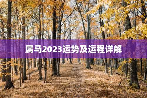 属马2023运势及运程详解
