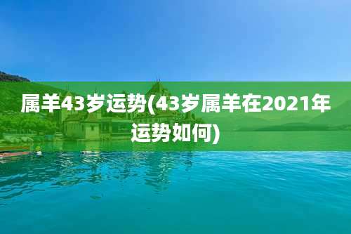 属羊43岁运势(43岁属羊在2021年运势如何)