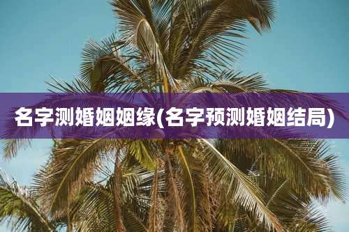 名字测婚姻姻缘(名字预测婚姻结局)