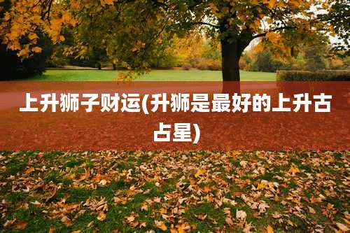 上升狮子财运(升狮是最好的上升古占星)