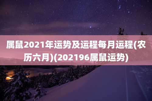 属鼠2021年运势及运程每月运程(农历六月)(202196属鼠运势)