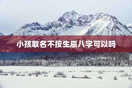 小孩取名不按生辰八字可以吗