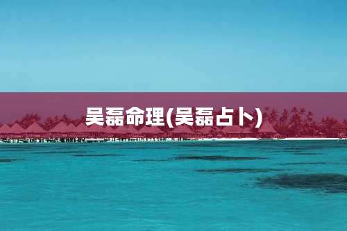 吴磊命理(吴磊占卜)