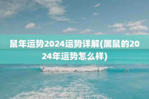 鼠年运势2024运势详解(属鼠的2024年运势怎么样)
