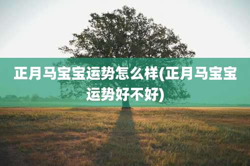 正月马宝宝运势怎么样(正月马宝宝运势好不好)