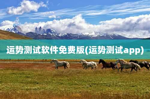 运势测试软件免费版(运势测试app)