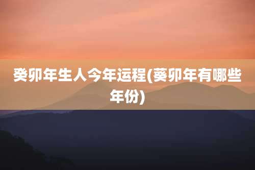 癸卯年生人今年运程(葵卯年有哪些年份)