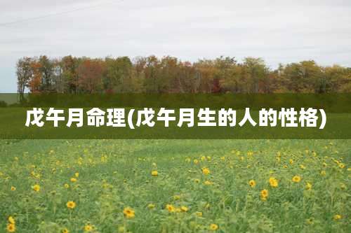 戊午月命理(戊午月生的人的性格)
