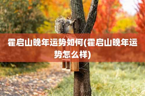 霍启山晚年运势如何(霍启山晚年运势怎么样)