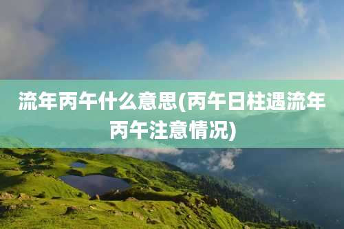 流年丙午什么意思(丙午日柱遇流年丙午注意情况)