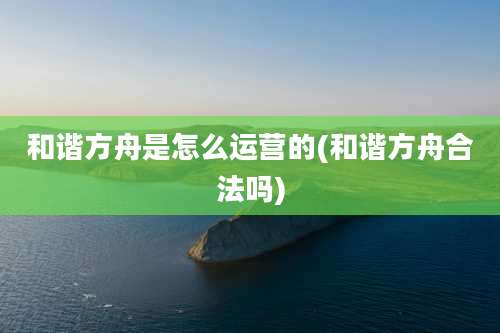 和谐方舟是怎么运营的(和谐方舟合法吗)