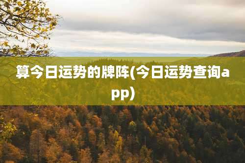 算今日运势的牌阵(今日运势查询app)