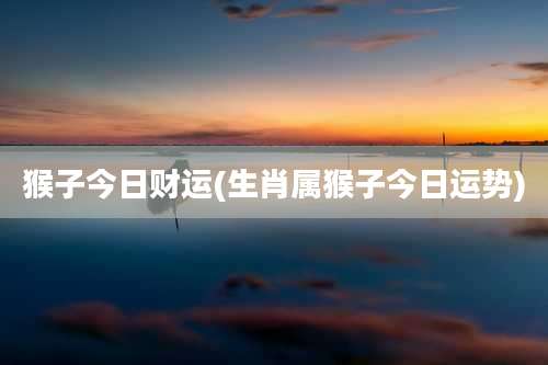 猴子今日财运(生肖属猴子今日运势)