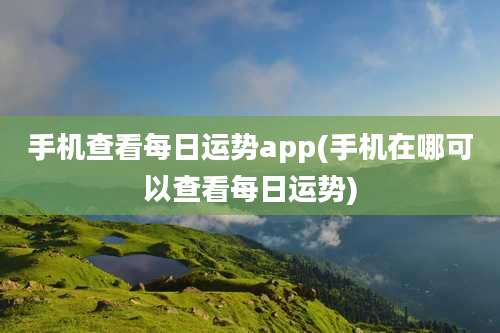 手机查看每日运势app(手机在哪可以查看每日运势)