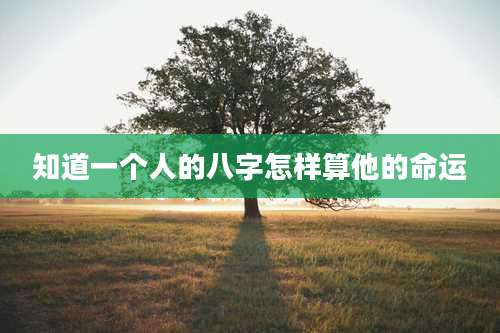 知道一个人的八字怎样算他的命运
