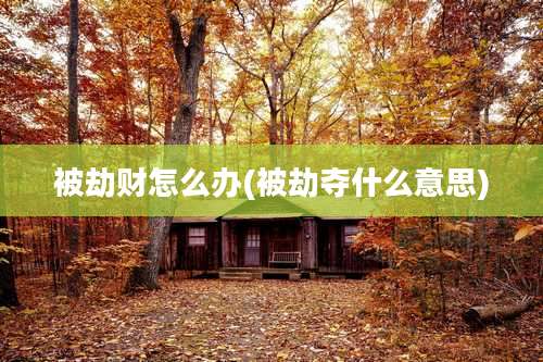 被劫财怎么办(被劫夺什么意思)