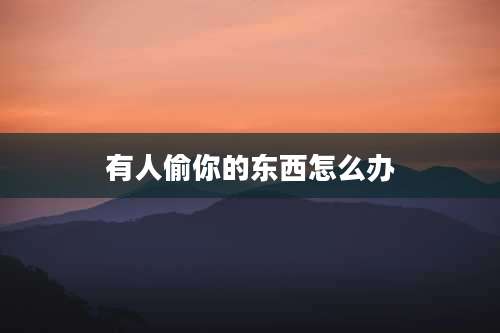 有人偷你的东西怎么办