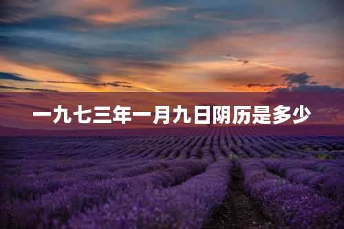 一九七三年一月九日阴历是多少
