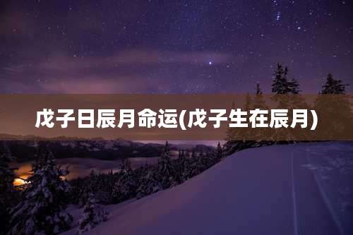 戊子日辰月命运(戊子生在辰月)