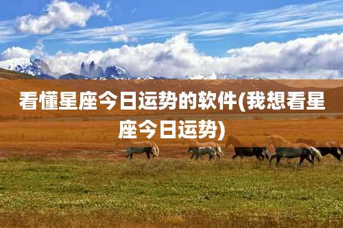 看懂星座今日运势的软件(我想看星座今日运势)