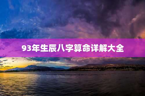 93年生辰八字算命详解大全