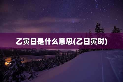 乙寅日是什么意思(乙日寅时)