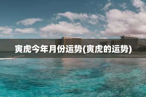 寅虎今年月份运势(寅虎的运势)