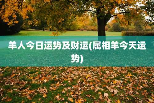 羊人今日运势及财运(属相羊今天运势)