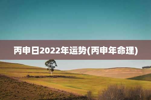 丙申日2022年运势(丙申年命理)