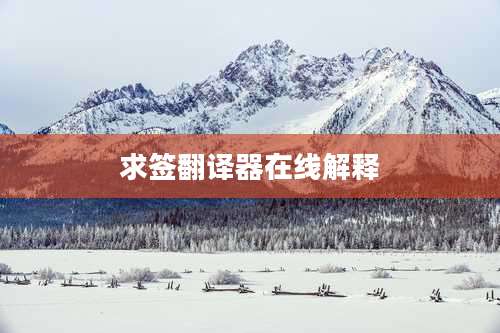 求签翻译器在线解释