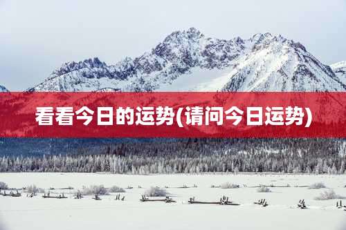 看看今日的运势(请问今日运势)