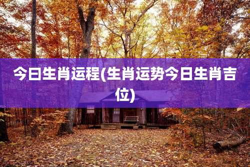今曰生肖运程(生肖运势今日生肖吉位)