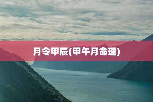 月令甲辰(甲午月命理)