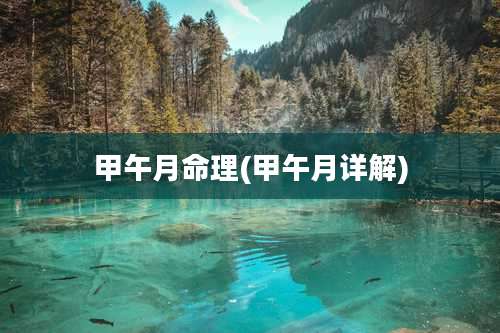 甲午月命理(甲午月详解)