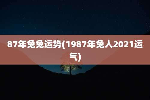 87年兔兔运势(1987年兔人2021运气)