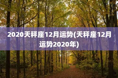 2020天秤座12月运势(天秤座12月运势2020年)