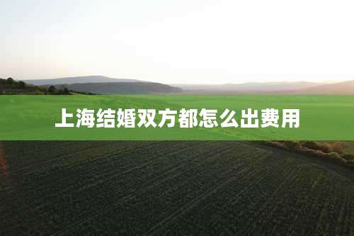 上海结婚双方都怎么出费用