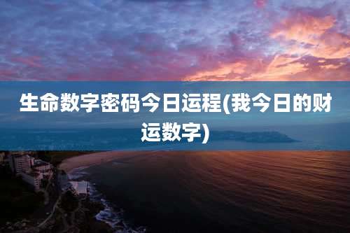 生命数字密码今日运程(我今日的财运数字)