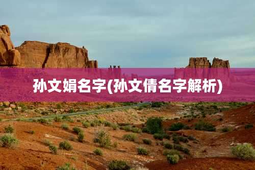 孙文娟名字(孙文倩名字解析)