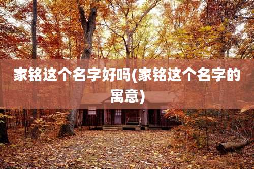 家铭这个名字好吗(家铭这个名字的寓意)