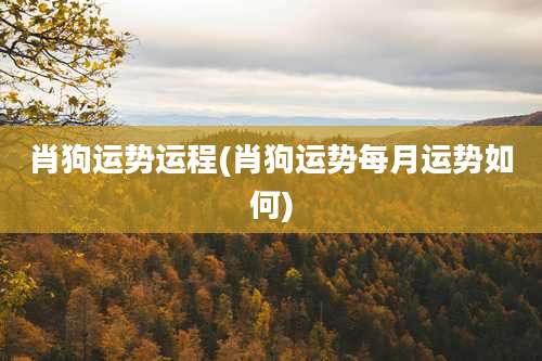 肖狗运势运程(肖狗运势每月运势如何)