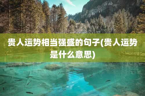 贵人运势相当强盛的句子(贵人运势是什么意思)