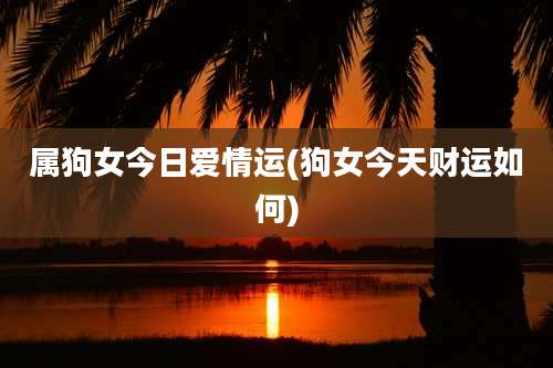 属狗女今日爱情运(狗女今天财运如何)