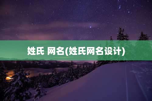 姓氏 网名(姓氏网名设计)