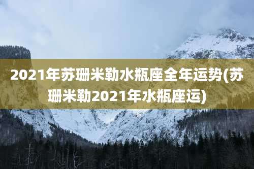 2021年苏珊米勒水瓶座全年运势(苏珊米勒2021年水瓶座运)